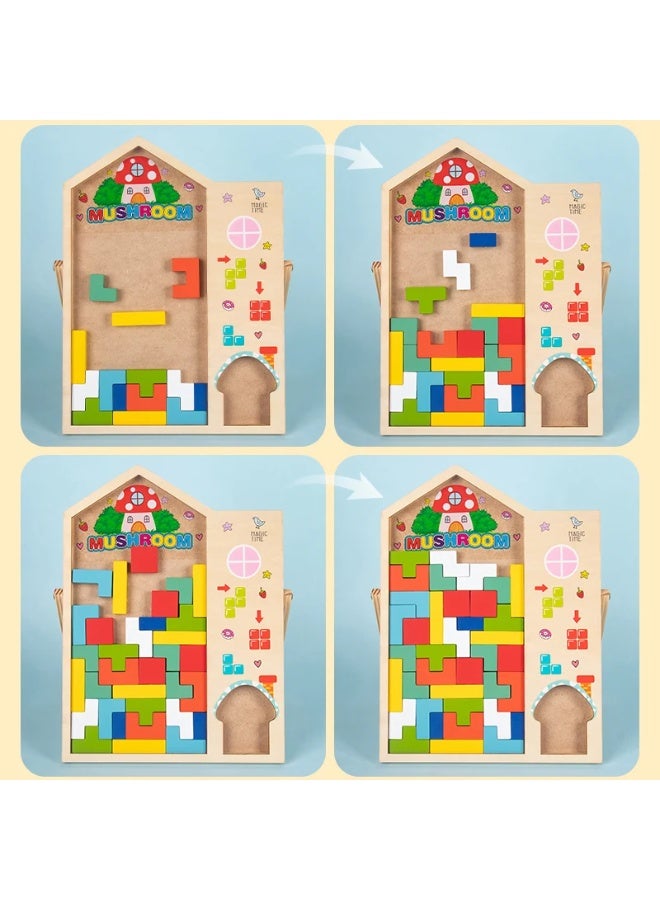 PLAYZO Multifunctional Tetris Wooden Puzzle Toy Square Puzzle - Image 4