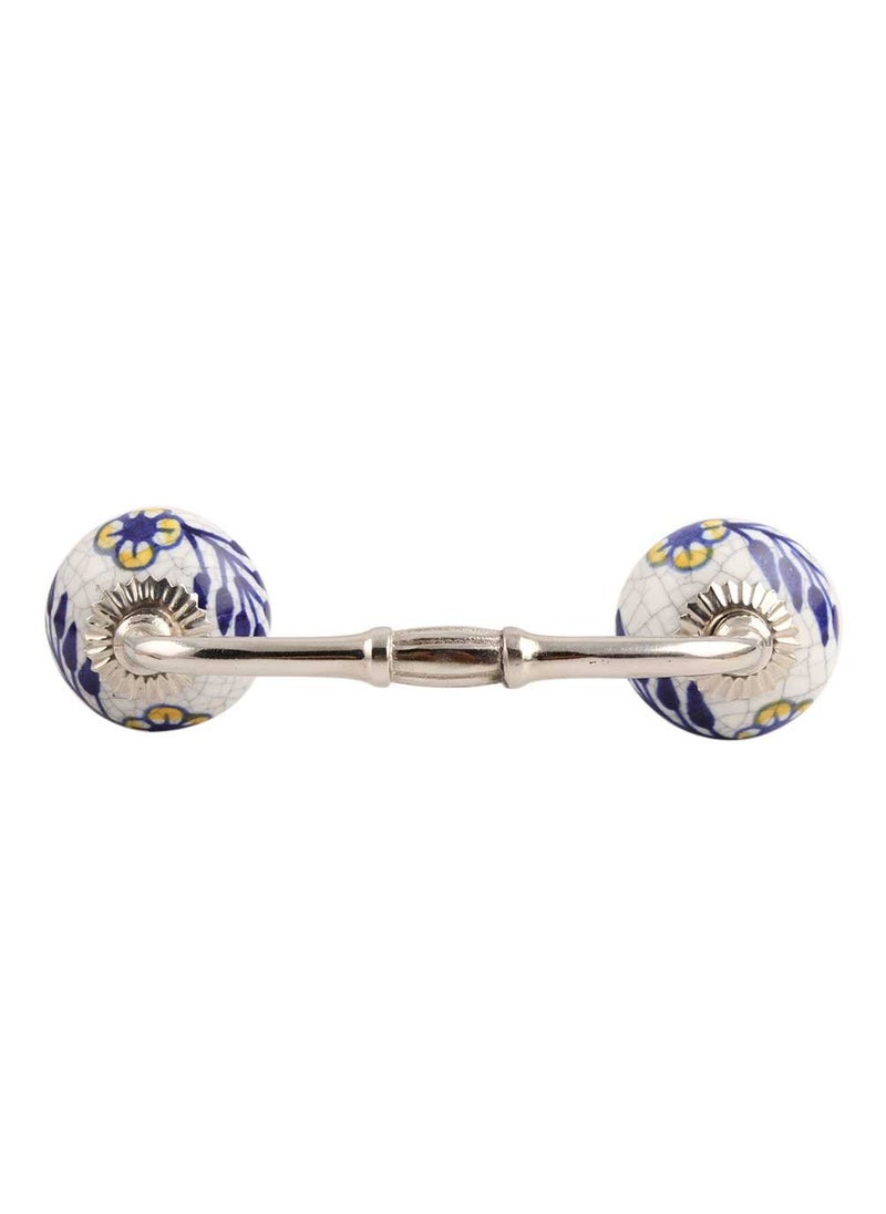 Indian-Shelf IndianShelf 1 Pack Ceramic Drawer Handles for Cabinets and Drawers Blue Dresser Pulls for Door Silver Hardware 8 Hole to Hole BH469CRACK33  - Image 1