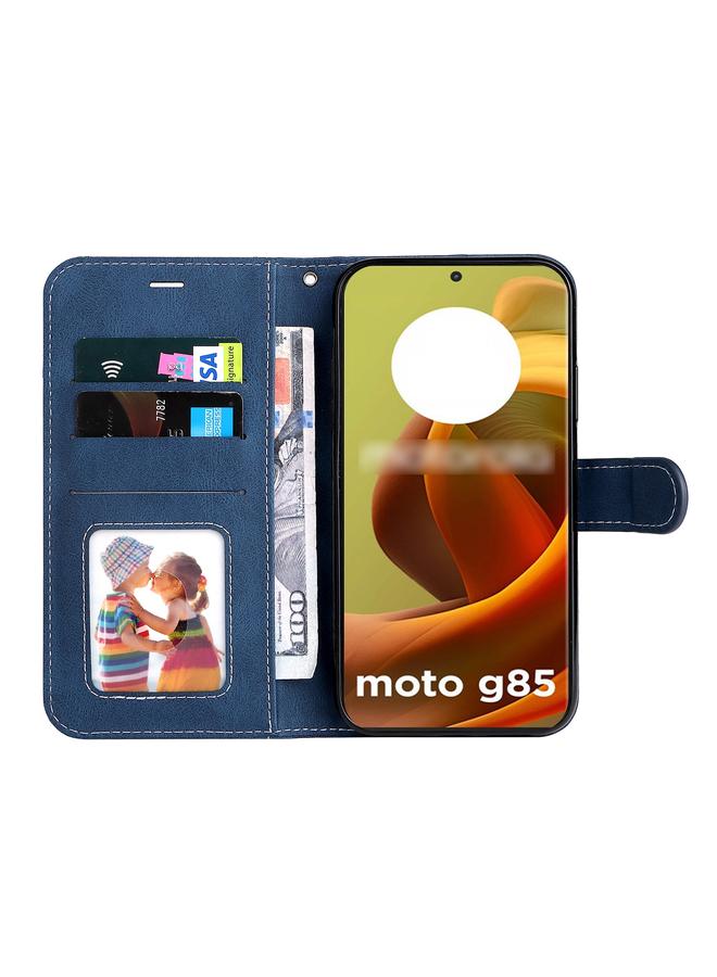 S-TOP Case For Motorola Moto G85 Three Color Splicing Leather Phone Case - Image 4