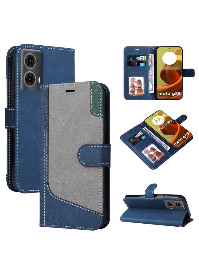 S-TOP Case For Motorola Moto G85 Three Color Splicing Leather Phone Case - Image 1
