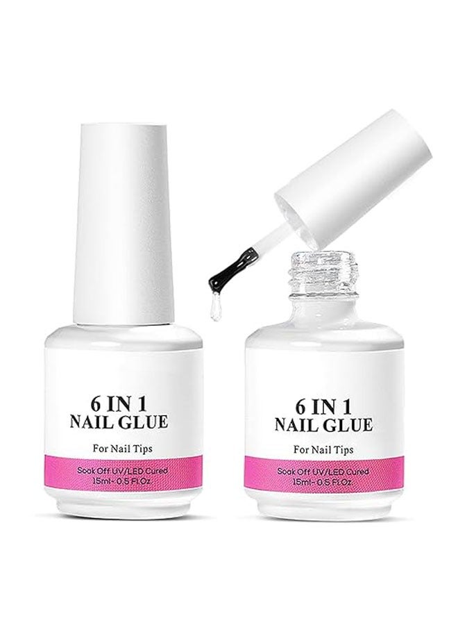 general 6-in-1 Nail Technician Gel Nail Polish Gel Adhesive Bottom Adhesive Seal Set Matte Reinforcement Leveling Glue - Image 1