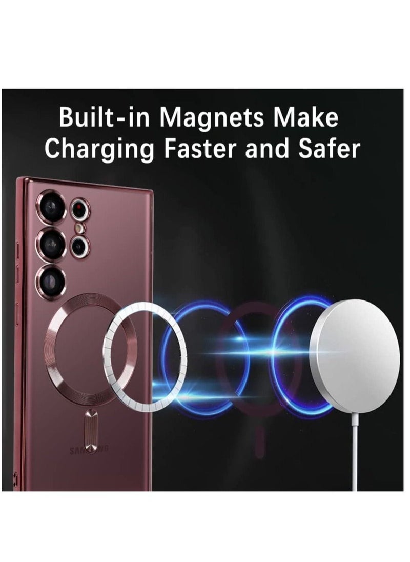Raxoom Magnetic Clear Case for Samsung Galaxy S23 Ultra with Camera Lens Protector Magsafe Compatible Electroplated Soft TPU Shockproof Anti-Scratch Phone Case - Image 4
