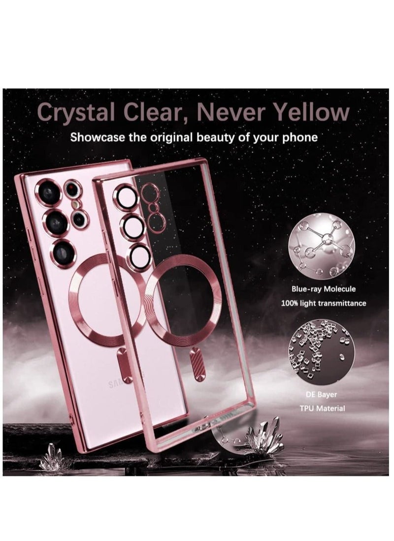 Raxoom Magnetic Clear Case for Samsung Galaxy S23 Ultra with Camera Lens Protector Magsafe Compatible Electroplated Soft TPU Shockproof Anti-Scratch Phone Case - Image 3