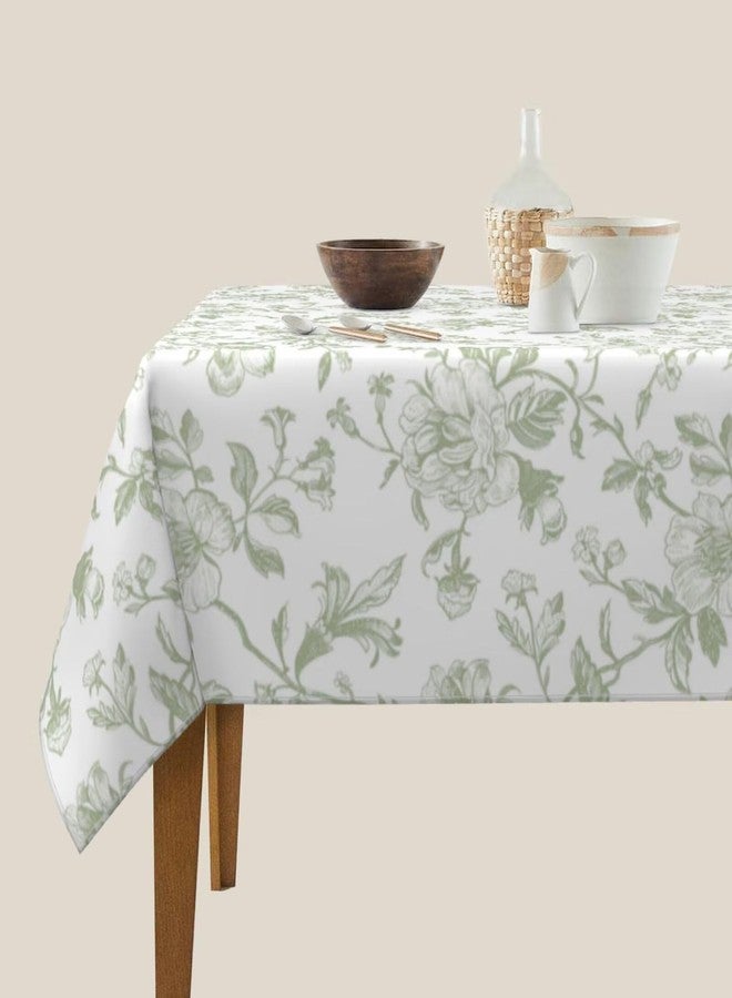 Sorktse Sage Green Floral Tablecloth Square 54 Inch Light Sage Green Vintage Floral Table Cloth Polyester Chinoiserie Flowers Farmhouse Table Cover for Kitchen Party Picnic Outdoor Decor - Image 5
