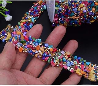 EORTA EORTA Crystal Rhinestone Trim Hotfix Ribbon Colorful Artificial Gem Stone Beaded Iron On Applique Chain Embellishment  - Image 1