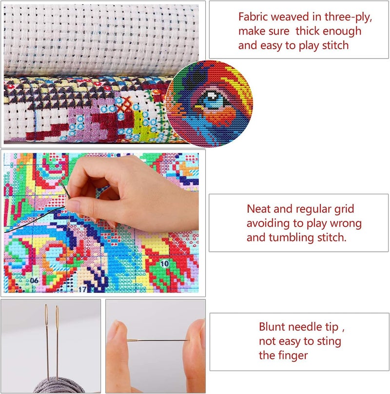 ITSTITCH Stamped Cross Stitch Kits for Beginners Full Range of Crossstitching Kits Preprinted Pattern for Kids or Adults, Embroidery Needlepoint Starter Kits 14CT 2 Strands-Butterflies Rose,10.2''x11.8'' - Image 5