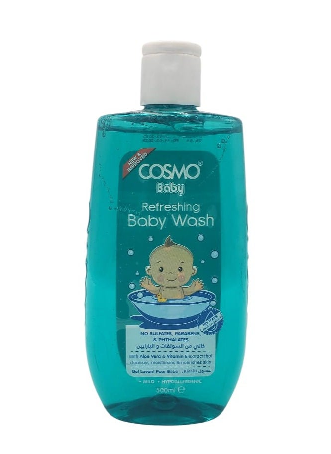 COSMO Refreshing Baby Wash With Chamomile Aloe Vera And Vitamin E Extract That Cleanses Moisturizing And Nourishing Skin 500Ml 