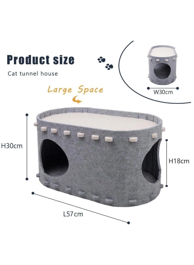 MonaPlay Foldable Felt Cat House with Large Space – Scratch-Resistant, Easy to Assemble and Clean, Sound-Absorbing Material for Comfortable Sleep, Eco-Friendly Cat Bed for Indoor Cats - Image 5