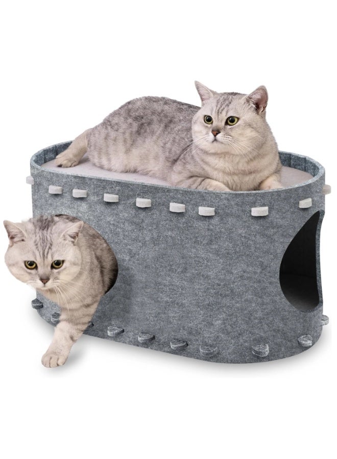 MonaPlay Foldable Felt Cat House with Large Space – Scratch-Resistant, Easy to Assemble and Clean, Sound-Absorbing Material for Comfortable Sleep, Eco-Friendly Cat Bed for Indoor Cats - Image 1