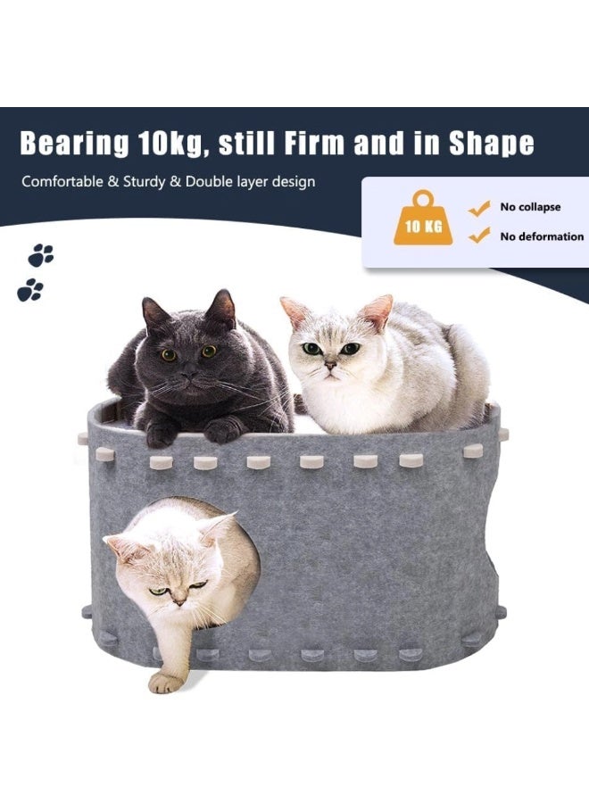 MonaPlay Foldable Felt Cat House with Large Space – Scratch-Resistant, Easy to Assemble and Clean, Sound-Absorbing Material for Comfortable Sleep, Eco-Friendly Cat Bed for Indoor Cats - Image 2