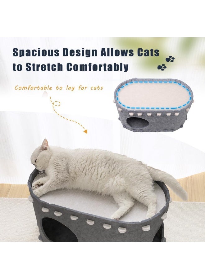 MonaPlay Foldable Felt Cat House with Large Space – Scratch-Resistant, Easy to Assemble and Clean, Sound-Absorbing Material for Comfortable Sleep, Eco-Friendly Cat Bed for Indoor Cats - Image 3