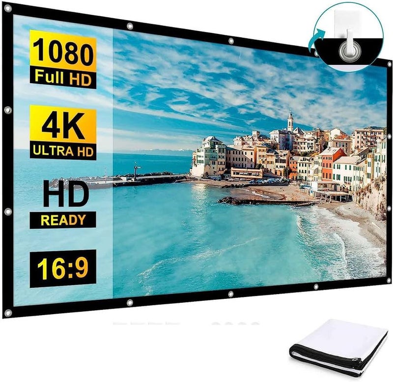 Vilro 7Feet x 7Feet Projector Screen,4K 1:1 Portable Eyelet Premium Video Foldable Projection for HD Home Theater Cinema Anti-Crease Indoor Outdoor Office Classroom - Image 1