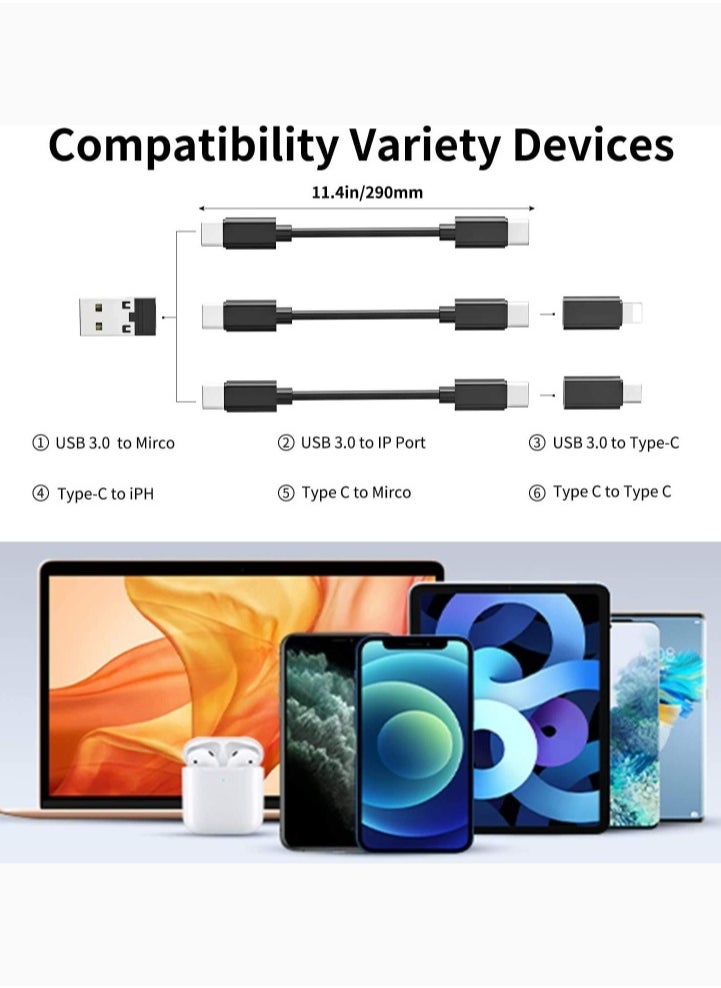 OQUERA - Portable Travel Data Cable Storage Box: Multi-Function Adapter Kit with USB-C to Lightning, Type-C, Micro Adapters - 60W USB Adapter, Mobile Phone Holder - Black - Image 1