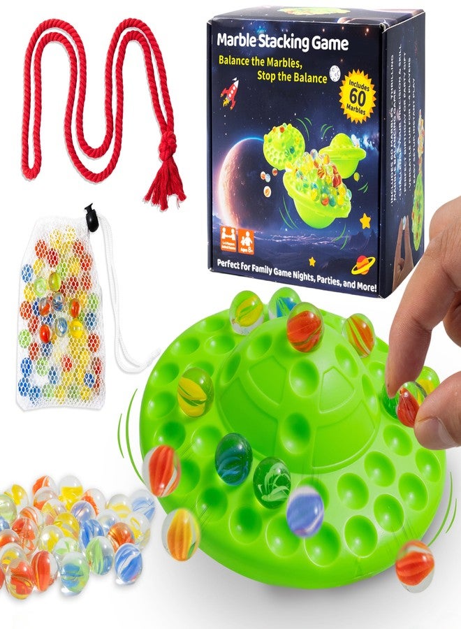 AOFEGRLT UFO Marble Balance Game, 60 Colorful Marbles Toy for Kids Family Stacking Challenge, Party Game with Storage Case for Children Over 96 Months - Image 1