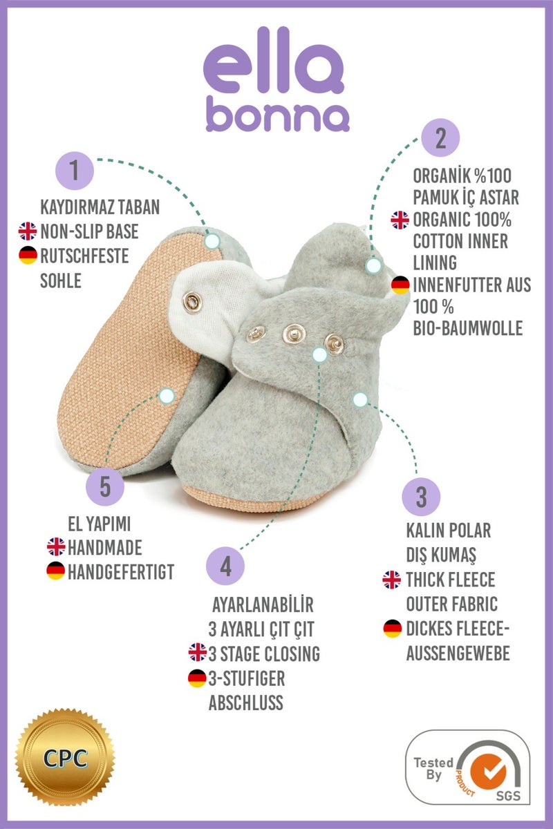 Ella Bonna Polar Baby Slippers, Non-Slip Sole, Home Boots, Nursery Shoes Booties, Gray  - Image 4
