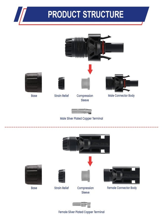 Measureman Solar Crimping Tool Kit, 16 Pieces with Crimper, 13 Pairs Connectors, 2 Pairs Spanner Wrench - Image 4