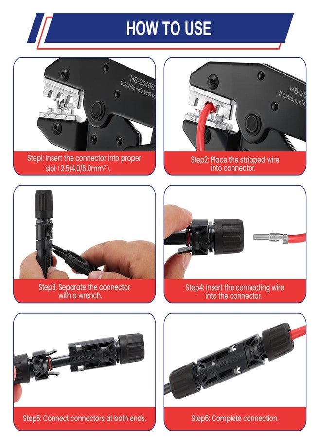 Measureman Solar Crimping Tool Kit, 16 Pieces with Crimper, 13 Pairs Connectors, 2 Pairs Spanner Wrench - Image 3