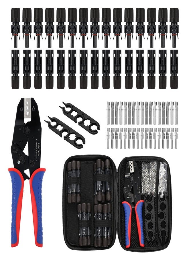 Measureman Solar Crimping Tool Kit, 16 Pieces with Crimper, 13 Pairs Connectors, 2 Pairs Spanner Wrench - Image 1