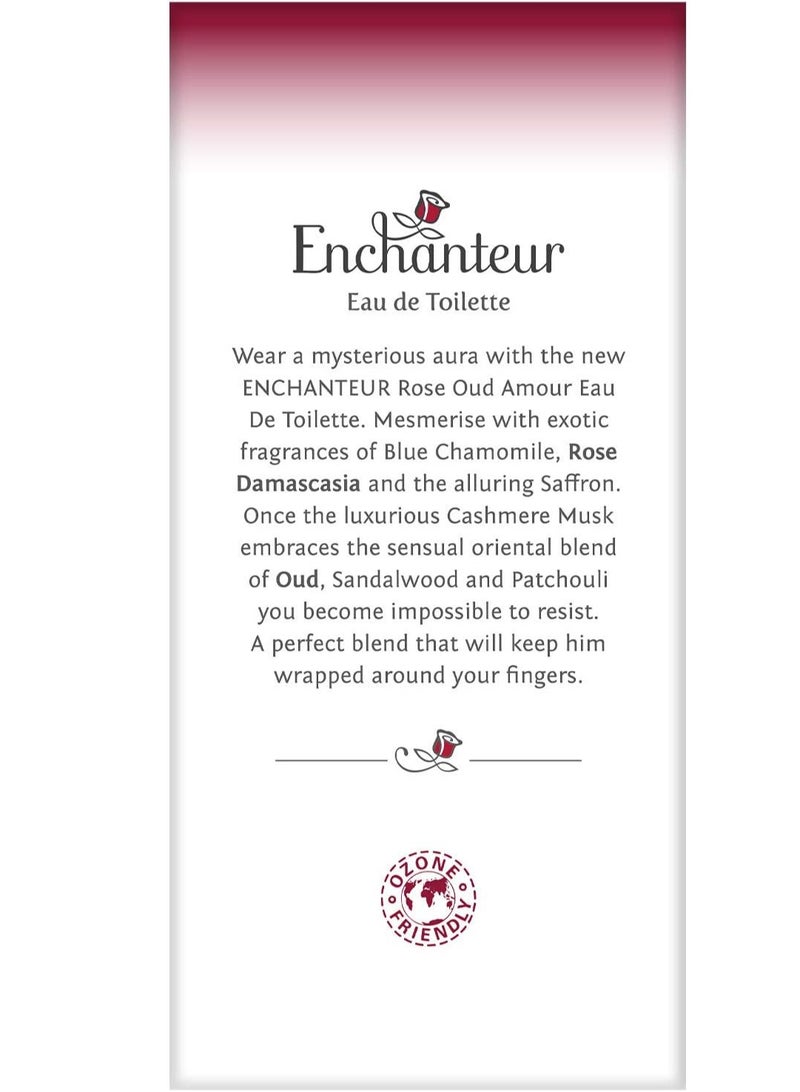 Enchanteur rose oud amour eau de toilette, perfume for women, long lasting fragrance, 100ml - Image 2