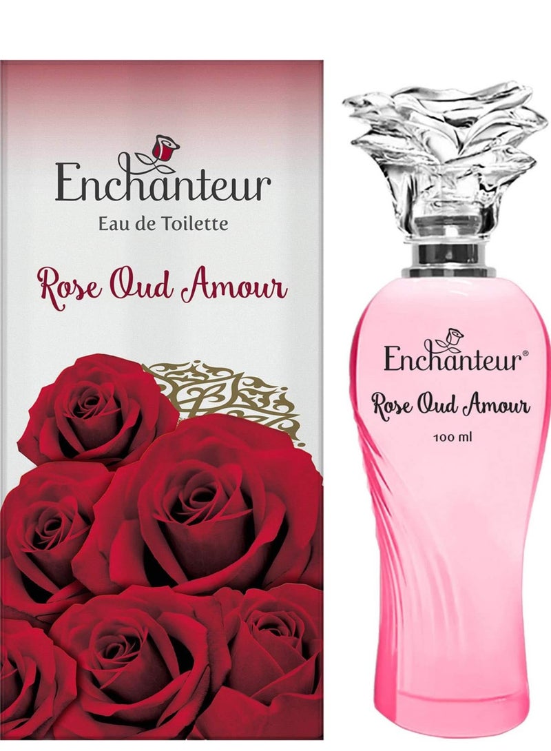 Enchanteur rose oud amour eau de toilette, perfume for women, long lasting fragrance, 100ml - Image 1