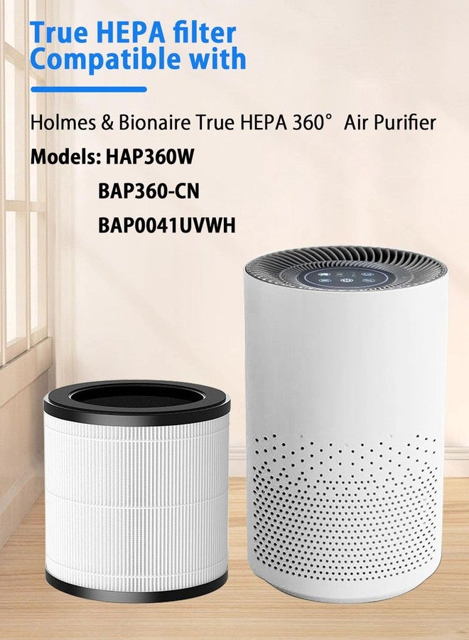 بي بي تي بام بوتس فلتر بديل من النوع J من BBT BAMBOOST HAPF360 متوافق مع جهاز تنقية الهواء Holmes True HEPA 360 HAP360W وجهاز تنقية الهواء Bionaire True HEPA 360° BAP0041UVWH، فلتر H13 ثلاثي المراحل HEPA، عبوة من قطعتين - Image 4