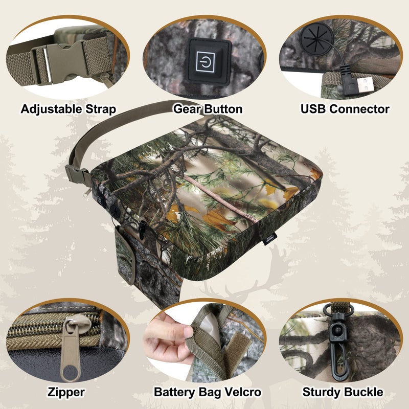 MDSTOP Heated Hunting Seat Cushion, Waterproof Seat Pads for Tree Stand & Ladder Stand, for Hunting, Ice Fishing, Hiking, Camping(Batteries no Including) - Image 5