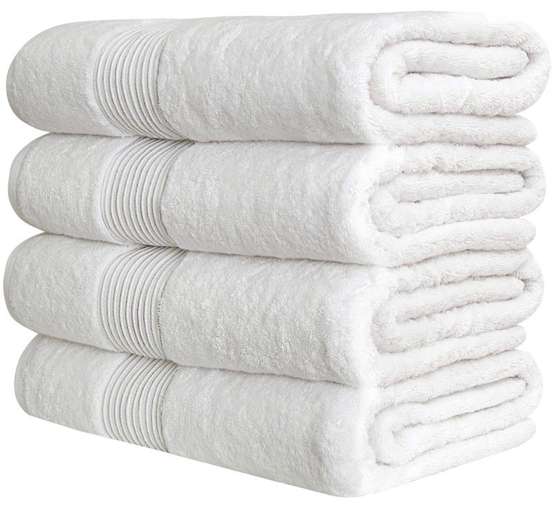 Bumble Towels Luxury Oversized Bath Towels | 650 GSM, 34" x 56" | Hotel Quality, Soft & Highly Absorbent | Quick Dry, Thick, Combed Cotton Bathroom Towels | White - 4 Pack - Image 2