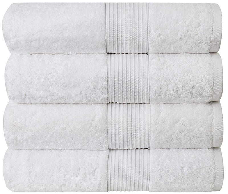 Bumble Towels Luxury Oversized Bath Towels | 650 GSM, 34" x 56" | Hotel Quality, Soft & Highly Absorbent | Quick Dry, Thick, Combed Cotton Bathroom Towels | White - 4 Pack - Image 1