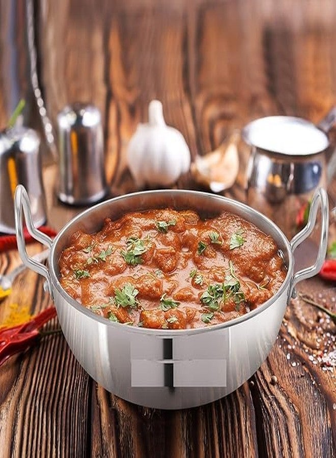 VOMI 4 mm Aluminium Kadai with Handle, Silver kadai woks (3500 ML) - Image 3