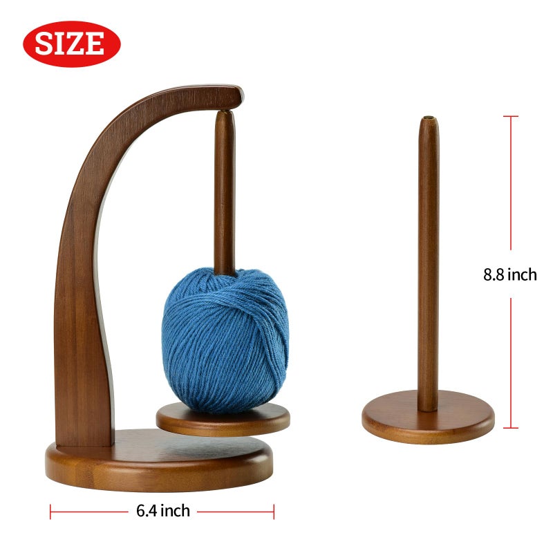 Artowell Yarn Holder for Knitting and Crocheting,Crochet Gift for Knitting Lovers,Wooden Yarn Spinner for Crochet by Artowell (Walnut Color) - Image 5
