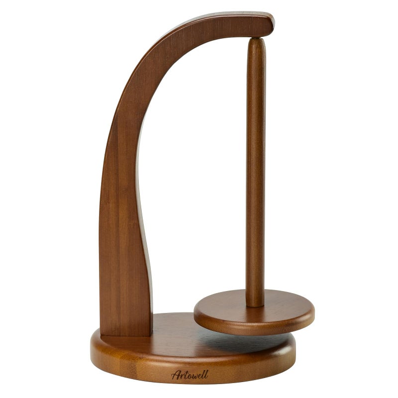 Artowell Yarn Holder for Knitting and Crocheting,Crochet Gift for Knitting Lovers,Wooden Yarn Spinner for Crochet by Artowell (Walnut Color) - Image 1