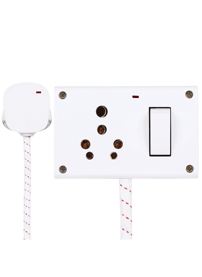 Mica MICA Extension Cord Switch Socket Combined Box 16 AMP with Indicator Cotton Wrapped 3 Core Copper Wire 3 Meter Qty 2 White  - Image 4