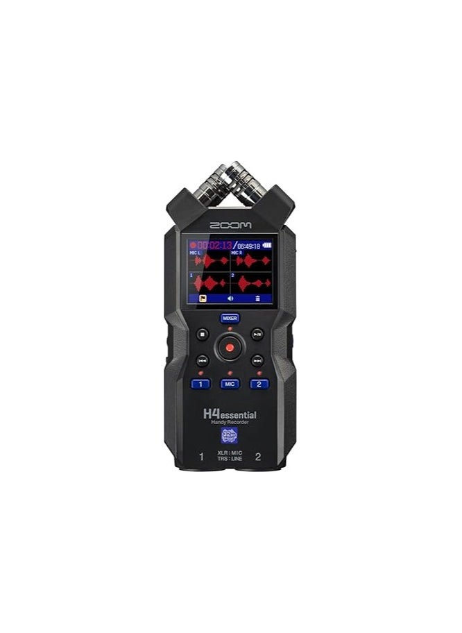 Zoom H4essential 4-Track Handy Recorder with 32-Bit Float, Accessibility, Stereo Microphones, 2 XLR/TRS Combo Inputs, Record to SD Card, USB Interface, for Musicians, Podcasters, Filmmakers