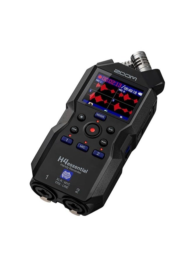 Zoom H4essential 4-Track Handy Recorder with 32-Bit Float, Accessibility, Stereo Microphones, 2 XLR/TRS Combo Inputs, Record to SD Card, USB Interface, for Musicians, Podcasters, Filmmakers