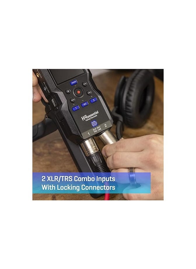 Zoom H4essential 4-Track Handy Recorder with 32-Bit Float, Accessibility, Stereo Microphones, 2 XLR/TRS Combo Inputs, Record to SD Card, USB Interface, for Musicians, Podcasters, Filmmakers