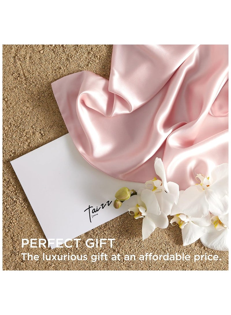 Taizz Ventures 2 Pack Satin Pillowcases for Hair and Skin, Includes Eye Mask and Hair Tie, Luxurious, Soft, and Skin-Friendly, Pink - Queen Size 30x20 Inch  - Image 5