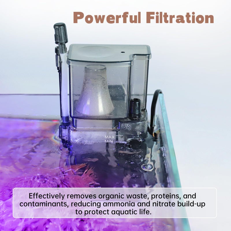 AQQA Aquarium Protein Skimmer for Saltwater Fish Tank Nano Surface Skimmer Filter Pump 79GPH Ultra Quiet for 50-80 Gallon Tank - Image 2