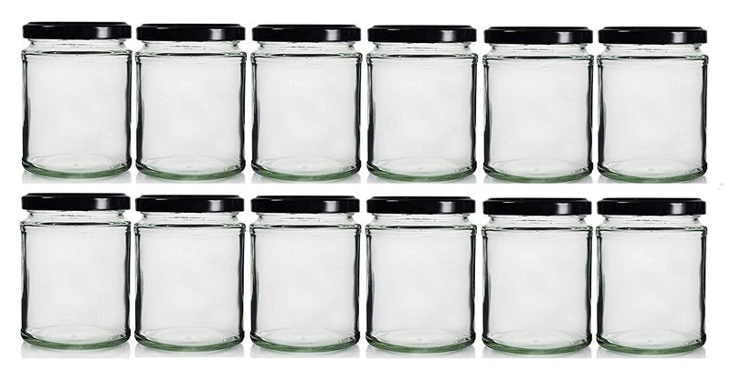 Dcloud Hub Glass Small Containers Set Of 12 Airtight Masala And Spices Dry Fruits Storage Jars For Refrigerator Round Shape Bottle For Kitchen Storage 200 Ml Multicolor - Image 1