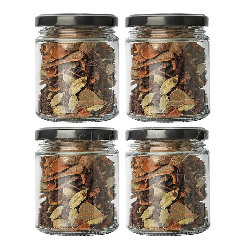 Dcloud Hub Glass Small Containers Set Of 12 Airtight Masala And Spices Dry Fruits Storage Jars For Refrigerator Round Shape Bottle For Kitchen Storage 200 Ml Multicolor - Image 2