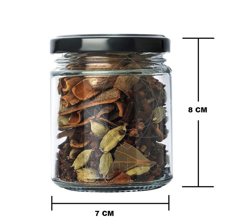 Dcloud Hub Glass Small Containers Set Of 12 Airtight Masala And Spices Dry Fruits Storage Jars For Refrigerator Round Shape Bottle For Kitchen Storage 200 Ml Multicolor - Image 4