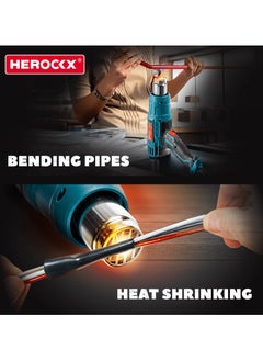 HEROCKX Heat Gun, 2000W HEROCKX Heavy Duty Hot Air Gun Kit Dual Temperature Settings 662℉~1112℉ (350℃-600℃), Overload Protection with 5 Nozzles for Crafts, Shrink Wrapping/Tubing, Paint Removing, Epoxy Resin  - Image 4
