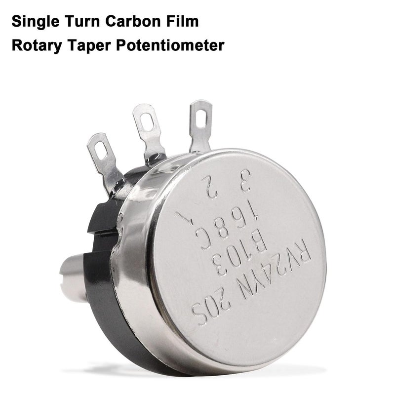 Taiss 2pcs RV24YN20S 10K Potentiometer Single Turn Carbon Film Rotary Taper Potentiometer Used for Inverter speed regulation Motor speed control + 2pcs A03 knob + 2pcs dials (B103 10K ohm) - Image 5
