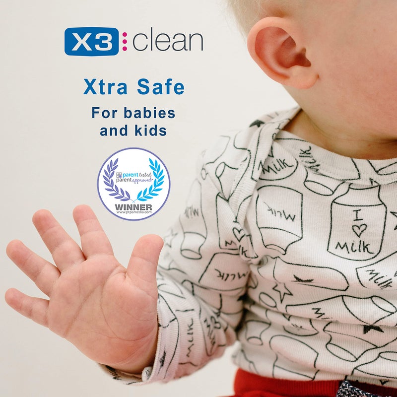 X3 Clean معقم يدين رغوي نظيف X3، خالي من الكحول والعطور، يقتل 99.9% من الجراثيم، تركيبة مرطبة، حجم سفر 2.5 أونصة (3 عبوات) - Image 3