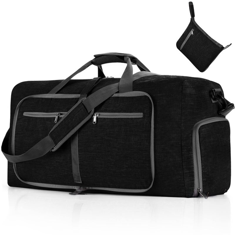 Vomgomfom 115L Foldable Travel Duffle Bag Lightweight Checked Luggage with Shoe Compartment WaterResistant Weekender Overnight Bag for Men Women Black - Image 2