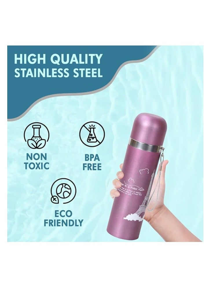 SUKILO 500ml Thermosteel Vacuum Insulated Water Bottle – Pink, Leak-Proof & Easy to Carry  - Image 2