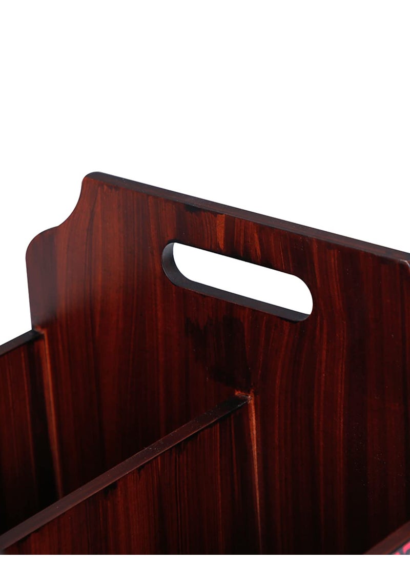 Reinvention Factory Reinvention Factory Floral Ornament MDF Wooden Rosewood Finish Magazine HoldersNewspaper Organiser  - Image 4