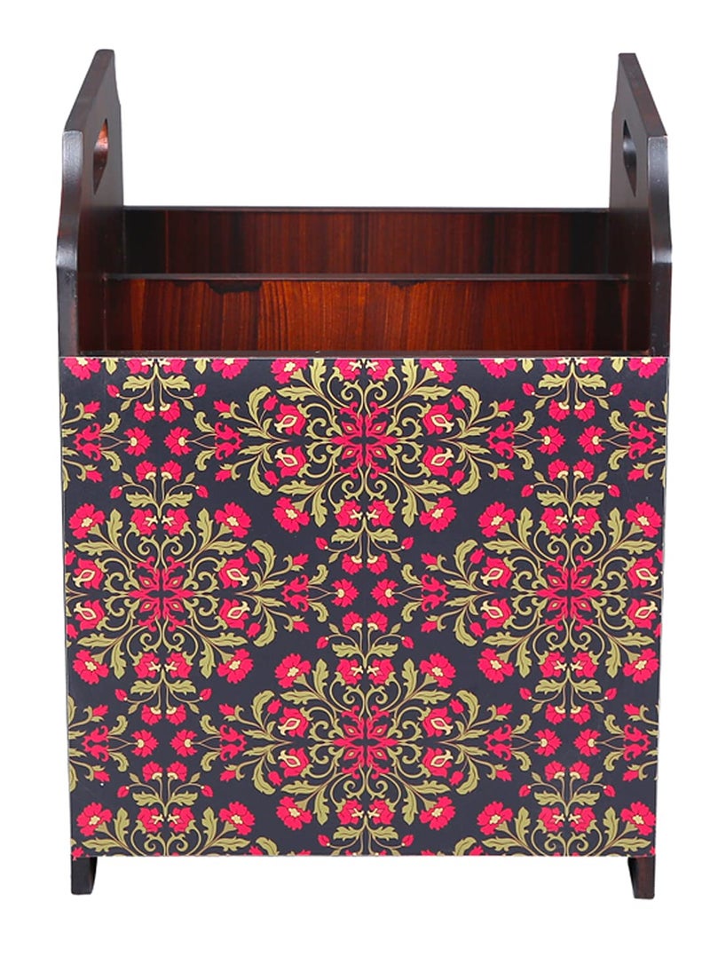 Reinvention Factory Reinvention Factory Floral Ornament MDF Wooden Rosewood Finish Magazine HoldersNewspaper Organiser  - Image 2