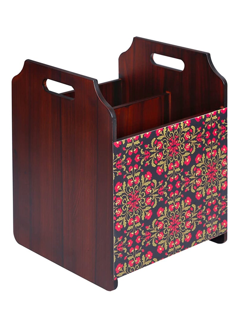 Reinvention Factory Reinvention Factory Floral Ornament MDF Wooden Rosewood Finish Magazine HoldersNewspaper Organiser  - Image 3
