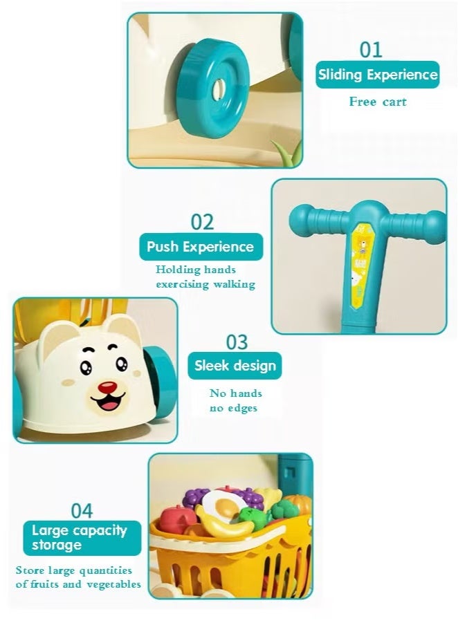 لعبة مطبخ عربة تسوق للأطفال، عربة تسوق سوبر ماركت للأطفال، سيارة لعبة مع وظيفة تخزين، عربة تسوق بعجلات، عربة تسوق قابلة للفصل، لعبة عربة تسوق تظاهرية، لعبة عربة تخزين ذات سعة كبيرة، لعبة عربة تظاهري - Image 4