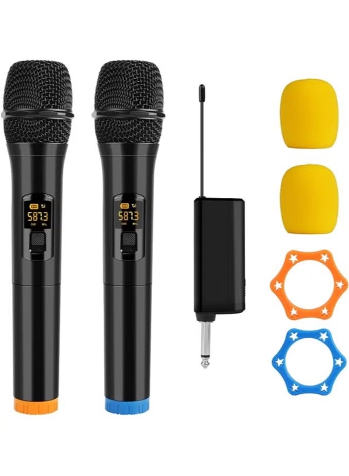 MUNTAQI Wireless UHF Dual Handheld Microphone System with Rechargeable Receiver – 160ft Range, Cordless Karaoke Mics for PA System, Speaker, Amplifier, Singing, Party & Meeting - Image 1